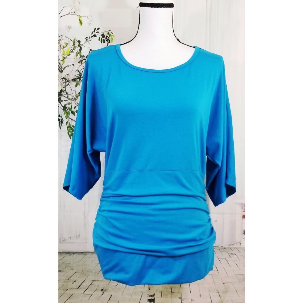 Peter Nygard ruched blouse blue size M